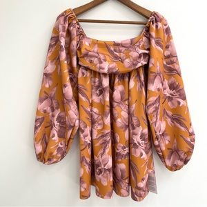 ASOS DESIGN square neck smock mini dress in watercolor floral print 6